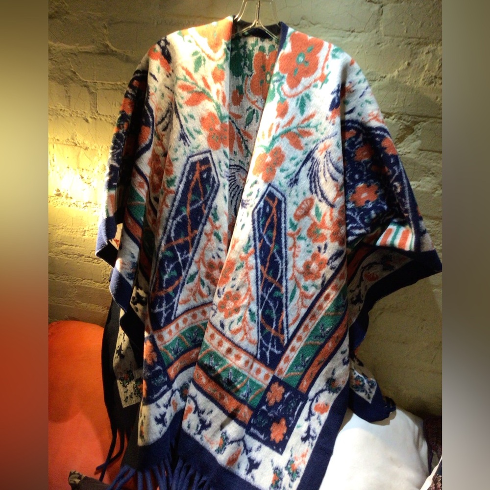 Boho Multicolor Patterned Poncho - Picture 3 of 7